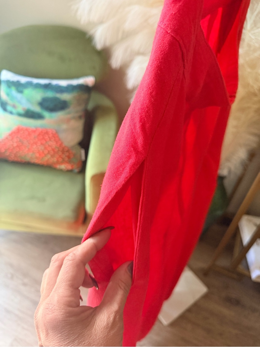 Rachel Zoe Red Linen Blend Cross Back Maxi Dress Size 8 Elegant Evening Gown - Picture 7 of 14